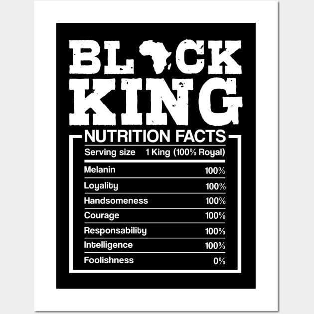 Juneteenth Black King Nutritional Facts, Melanin Dad Wall Art by drag is art